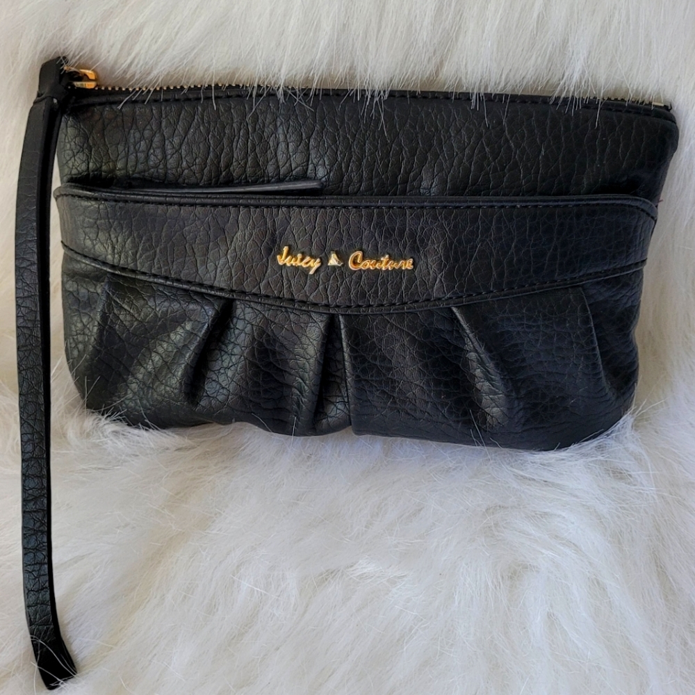 Juicy Couture Black Vegan Leather Wristlet | Wallet